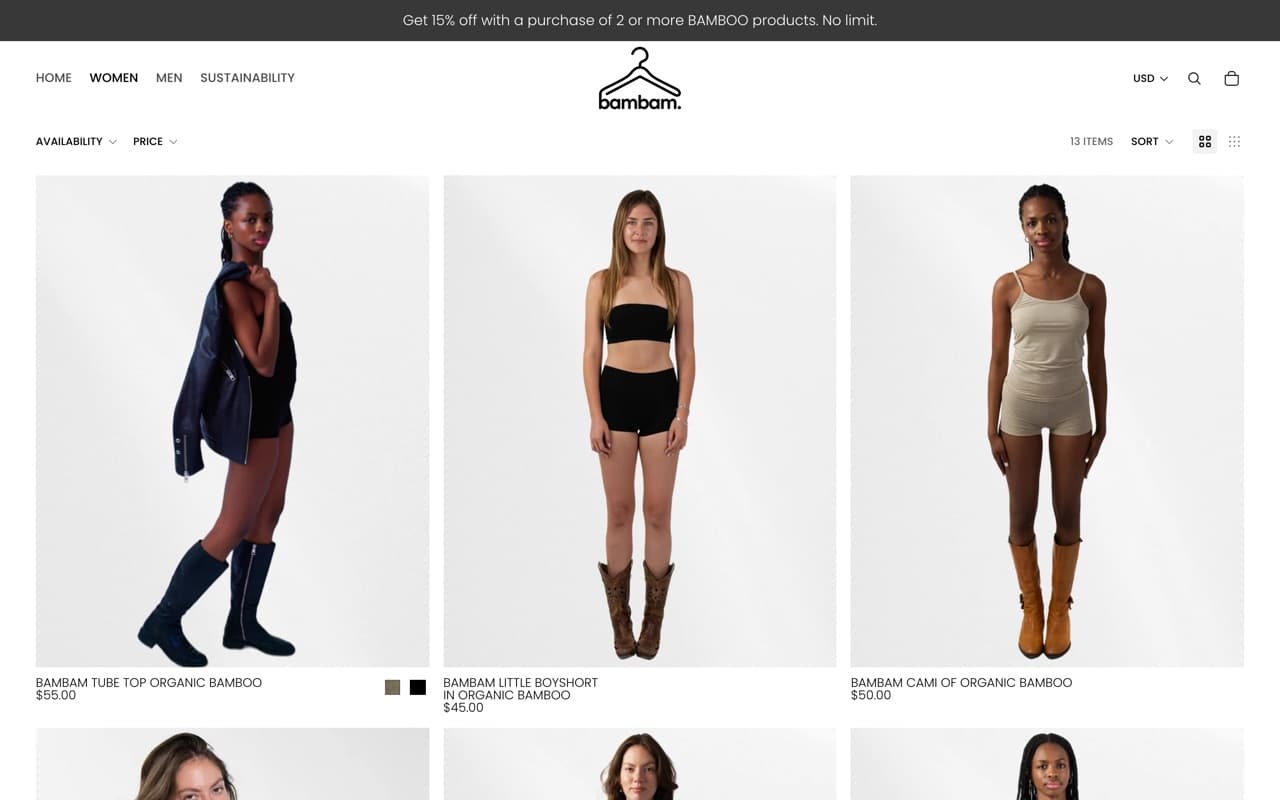The bambam womenswear collection in organic bamboo