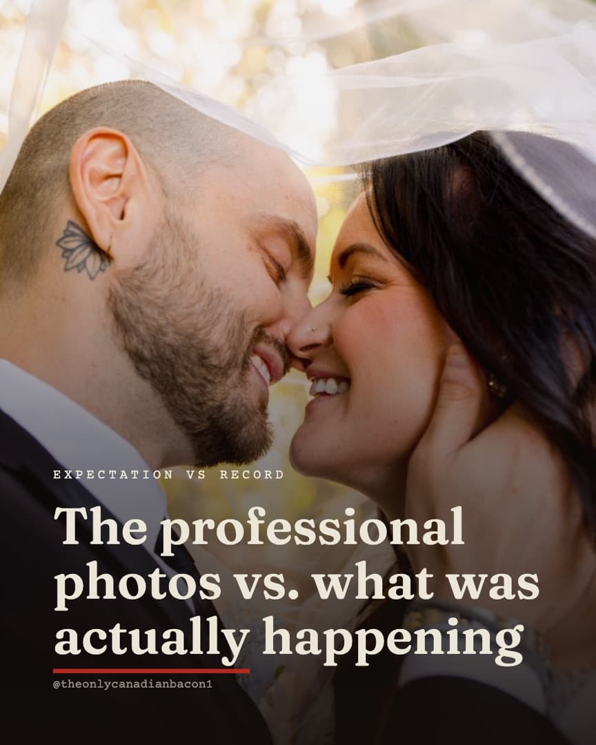 Instagram carousel cover comparing professional photos with reality